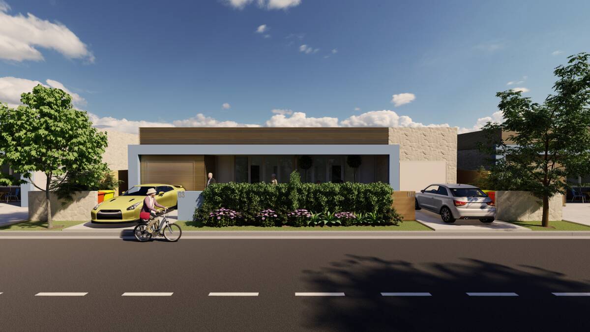 An artist's impression of one of the single storey self-contained houses that will be constructed in the seniors living community in Tanilba Bay.