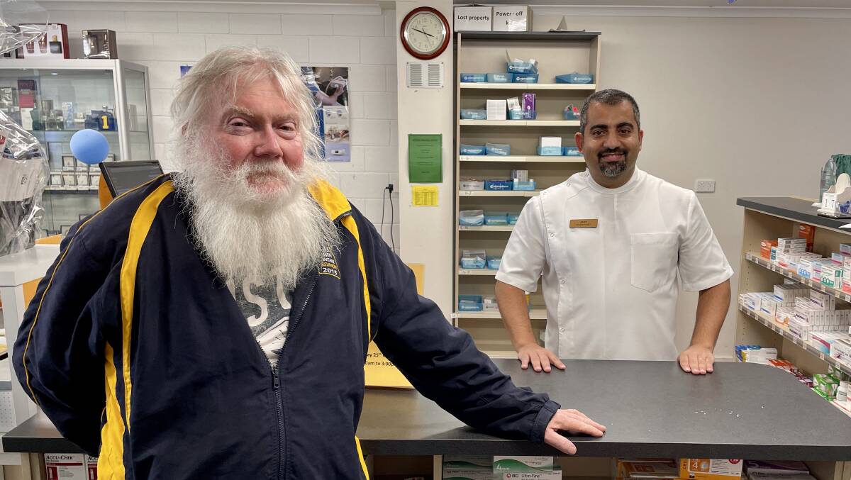 Graeme Tobin, who has type 2 diabetes, with Lemon Tree Passage Pharmacy owner Fady Fahmy. There is a national shortage of diabetic management drug Ozempic after it was promoted on social media for weight-loss.