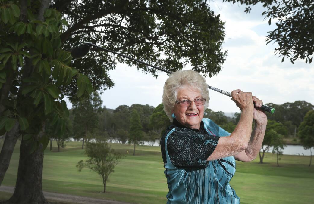 HOME: Belmont North's Beryl Tobin at Waratah Golf Club, where she, and multiple members of her family, are life members. Picture: Marina Neil