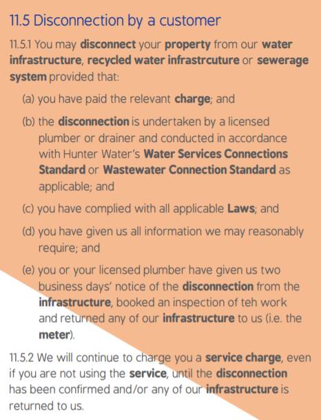 CONTRACT: A segment of Hunter Water's Customer Contract. 