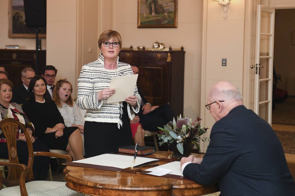 NEXT IN LINE: Minister for Defence Senator Linda Reynolds being sworn into cabinet on May 29. Picture: AAP 