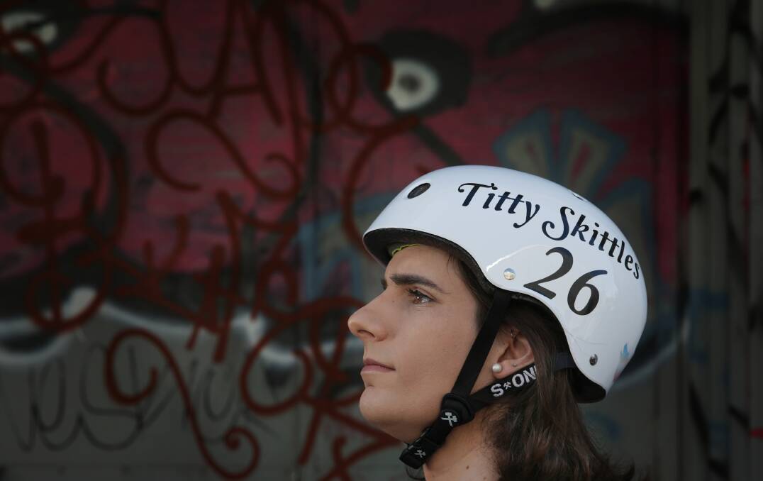 PRIDE: Arden Cassie, 27, of Charlestown has been training with the Newcastle Roller Derby League for the past two months. Picture: Simone De Peak 