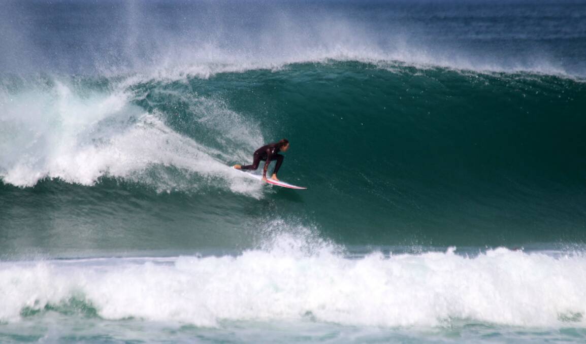 FLYING: A surfer at Pogos on Thursday. Picture: Dave Anderson