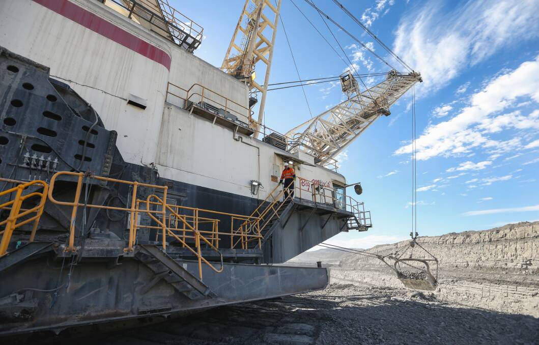ONBOARD: Hunter Valley Operations dragline at the Lemington Road mine site. Picture: Marina Neil 