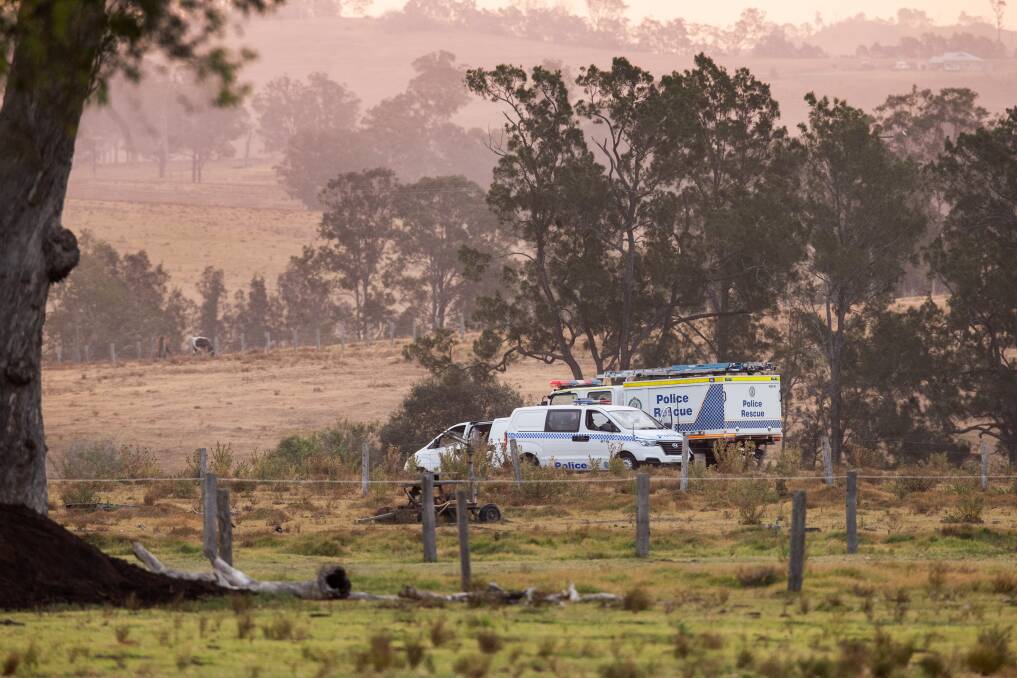 WRECKAGE: Police rescue vehicle at the property in Woodville where emergency services found the aircraft wreckage on Saturday afternoon. Picture: Marina Neil 