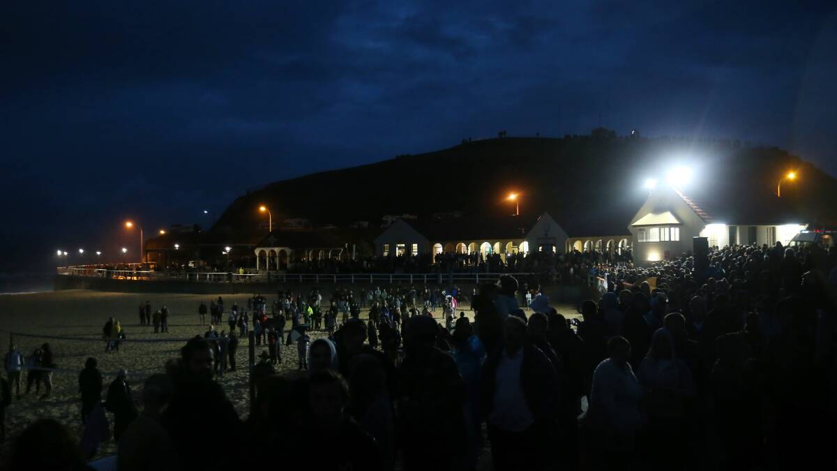 WELL ATTENDED: The Nobbys dawn service earlier this year. Picture: Simone De Peak