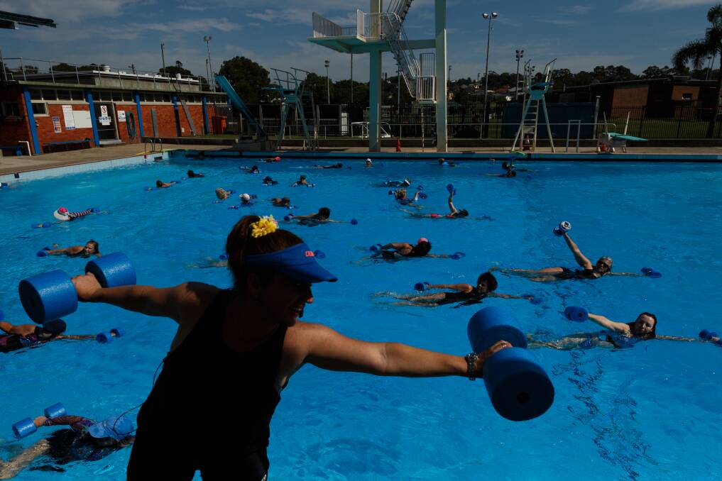 EQUALISER: Merewether's Hannah Hartley teaching an aqua fitness class at Lambton Smimming Pool. Picture: Max Mason-Hubers 