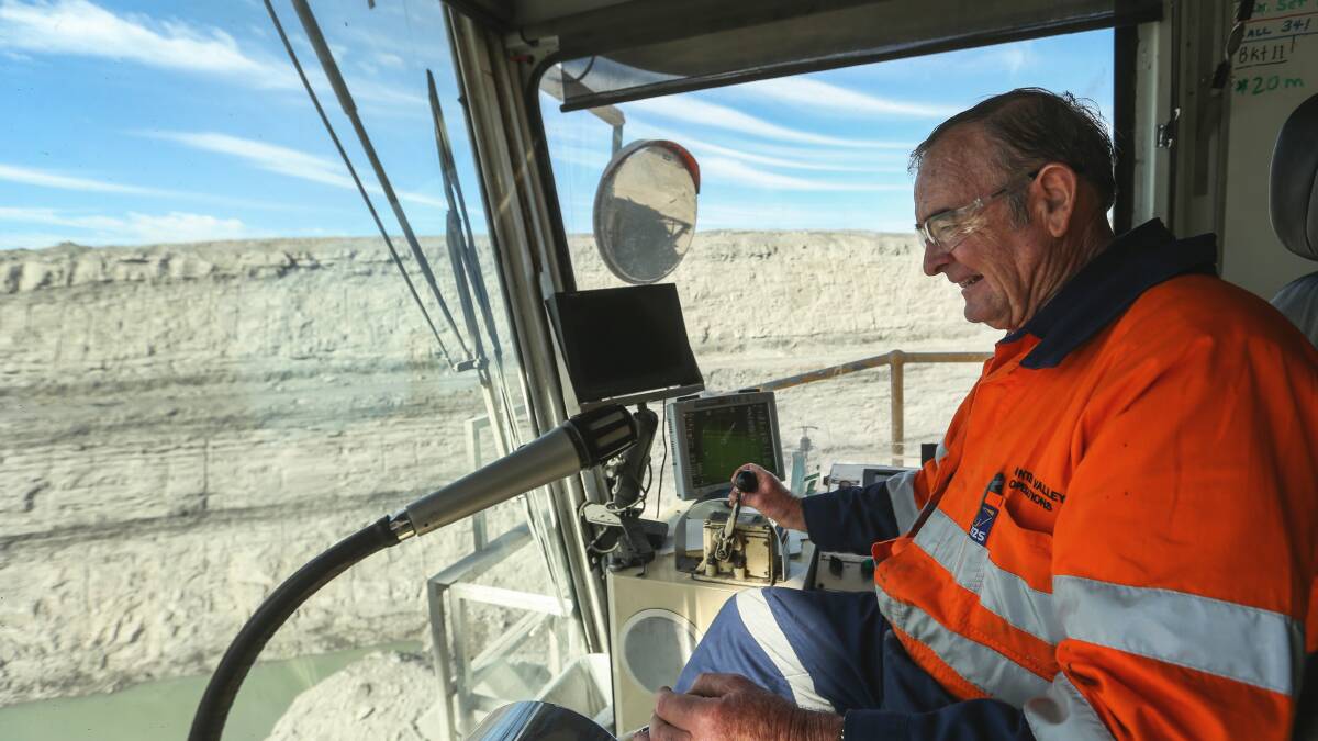 ONGOING SERVICE: Peter Constable in the Bucyrus Erie 1570W Dragline at the Lemington Road mine site. Picture: Marina Neil