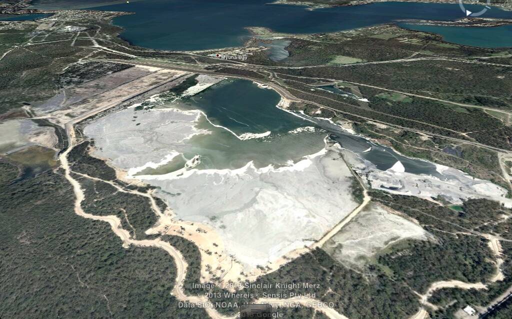 GOOGLE: 3D maps from Google in 2013 showing the Eraring ash dam in Lake Macquarie. Picture: Sinclair Knight Merz 