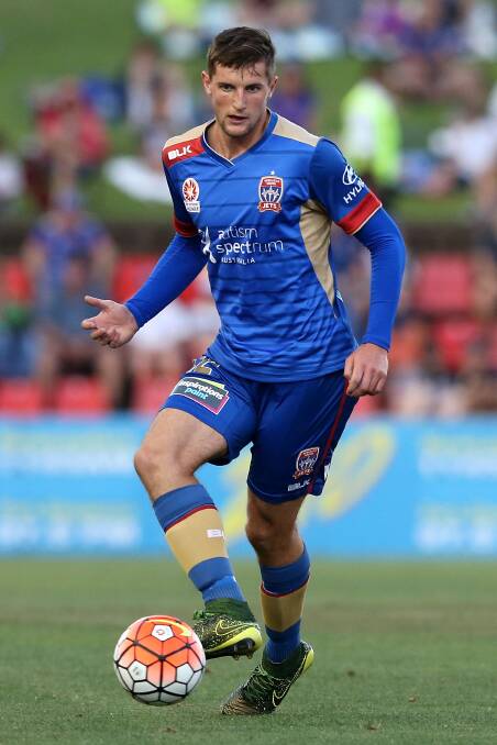 KICKING OFF THE CONVERSATION: Tasmanian winger and striker Andy Brennan playing for the Newcastle Jets in 2016. Picture: Supplied 