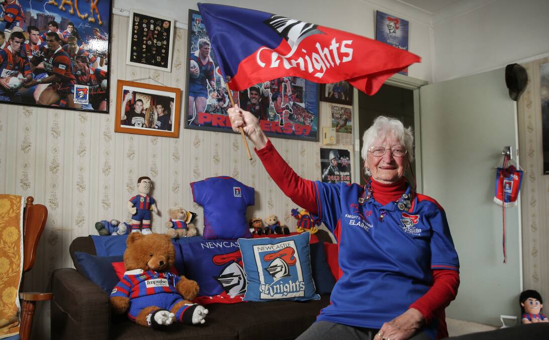 FAN: Knights Nanna Elaine Roberts, photographed in 2019, will be watching the game on television. 