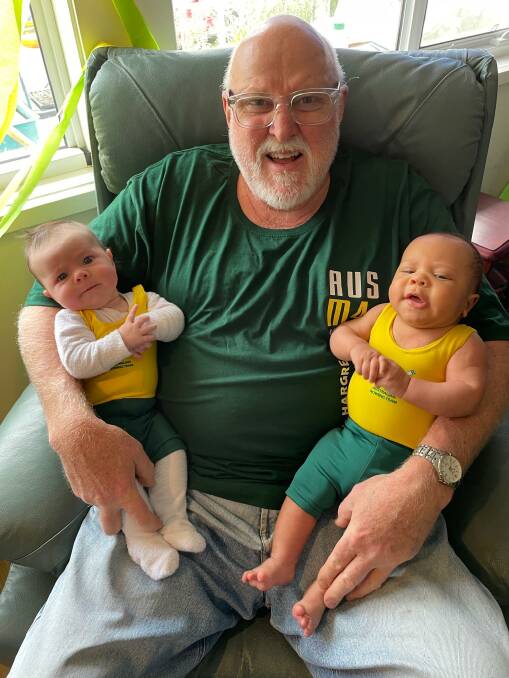 Vic Turrin with the youngest supporters, Harriet and Ollie. Picture: Courtesy, Felicity Boate 