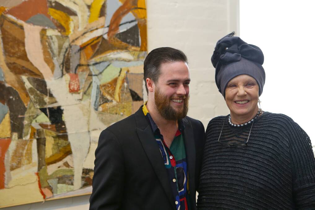 James Drinkwater with Wendy Whiteley, after he was awarded the Brett Whiteley Travelling Scholarship in 2014. Picture: Dallas Kilponen