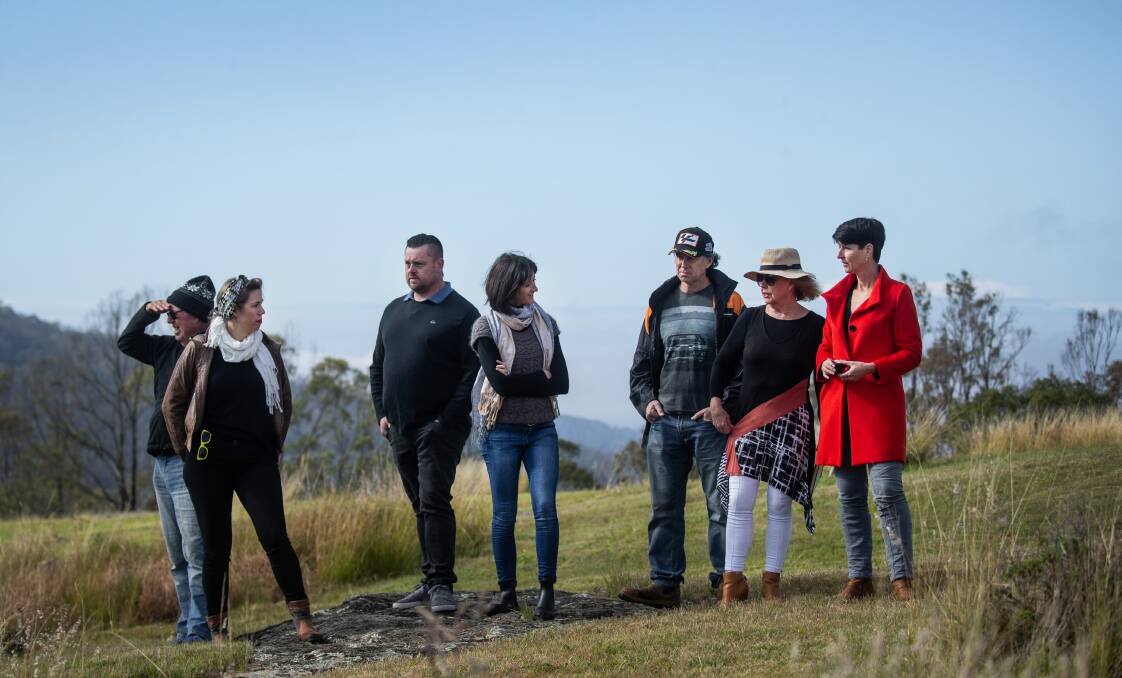 Members of the Brandy Hill and Seaham Action Group with state Member for Port Stephens Kate Washington, far right, near the quarry in June. Picture: Marina Neil