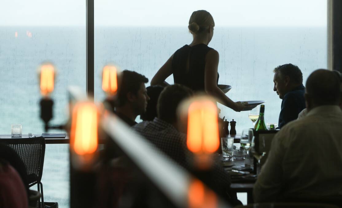 Newcastle Jets coach Ernie Merrick at lunch with Scott Bevan at Merewether Surfhouse. Picture: Marina Neil