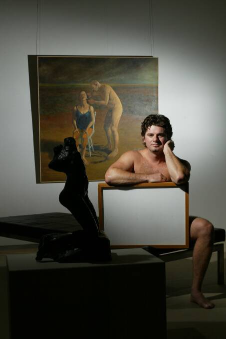 DARING POSE: Nick Mitzevich, when he was Newcastle Art Gallery director, strips down for a 2005 picture.