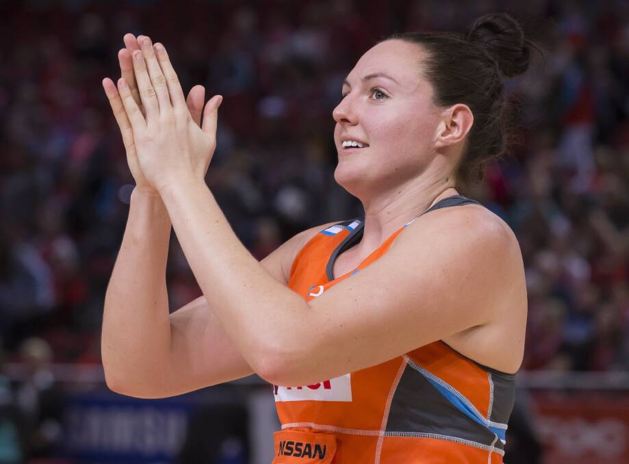 Sam Poolman, playing for Giants Netball. Picture: Craig Golding, AAP