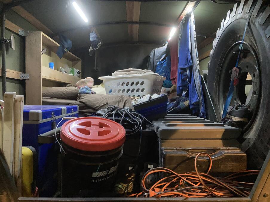 The living quarters - in the back of the truck. Picture: Courtesy, Danielle Hart & Jason Becker