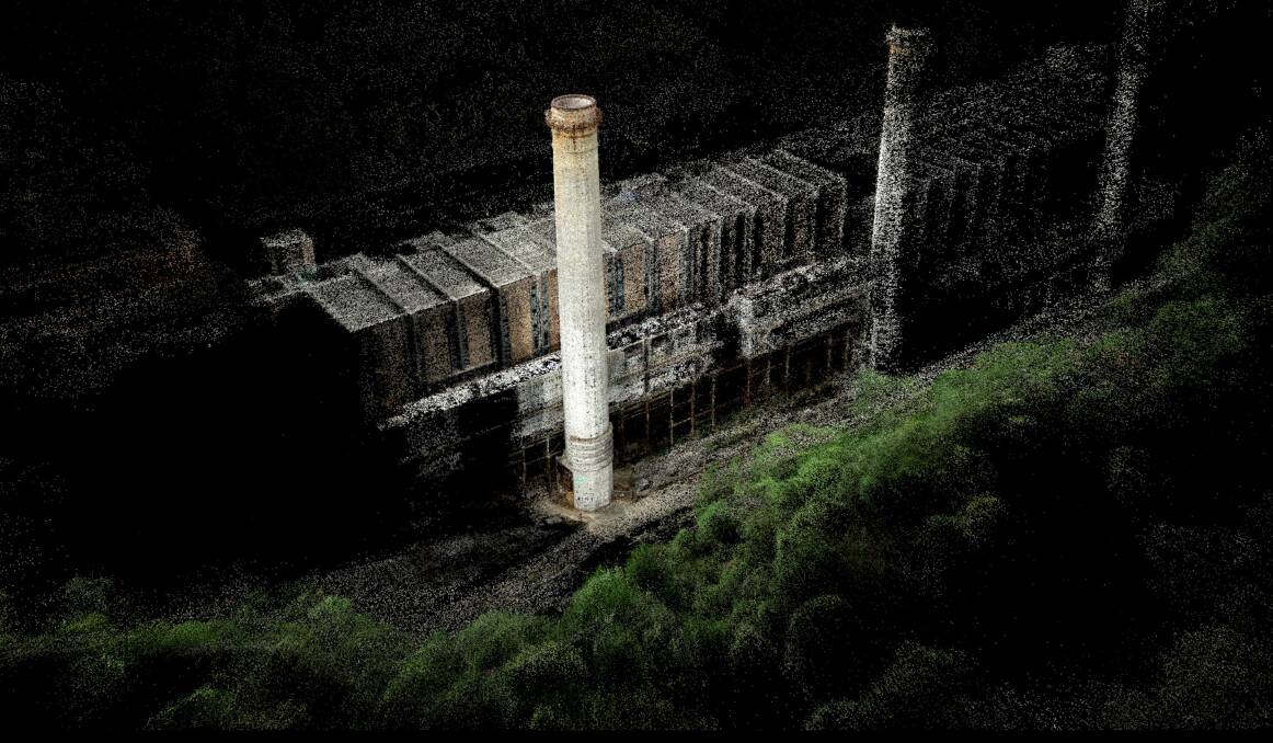 NEW VIEW: Drone photogrammetry image of Wangi Power Station. Picture: Courtesy, Andrew Clarkson 