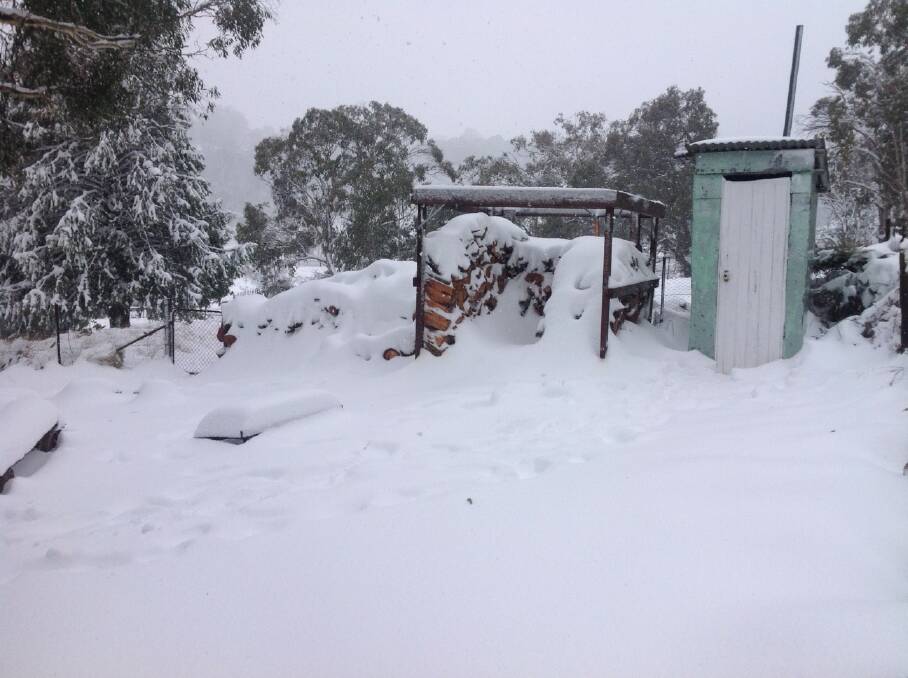 The outside pit toilet in winter 2015. Picture: Courtesy, The Barrington Club 