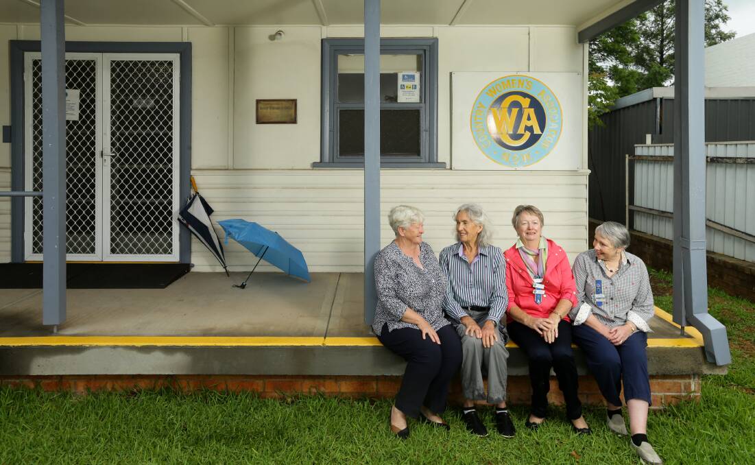 GATHERING: CWA members Audrey Knight, Wendy Balneaves, Anne McPhee and Lyn Tout outside the meeting room in Scone. Pictures: Jonathan Carroll