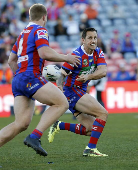 KNIGHT MOVES: Halfback Mitchell Pearce clears the ball playing for his new club.