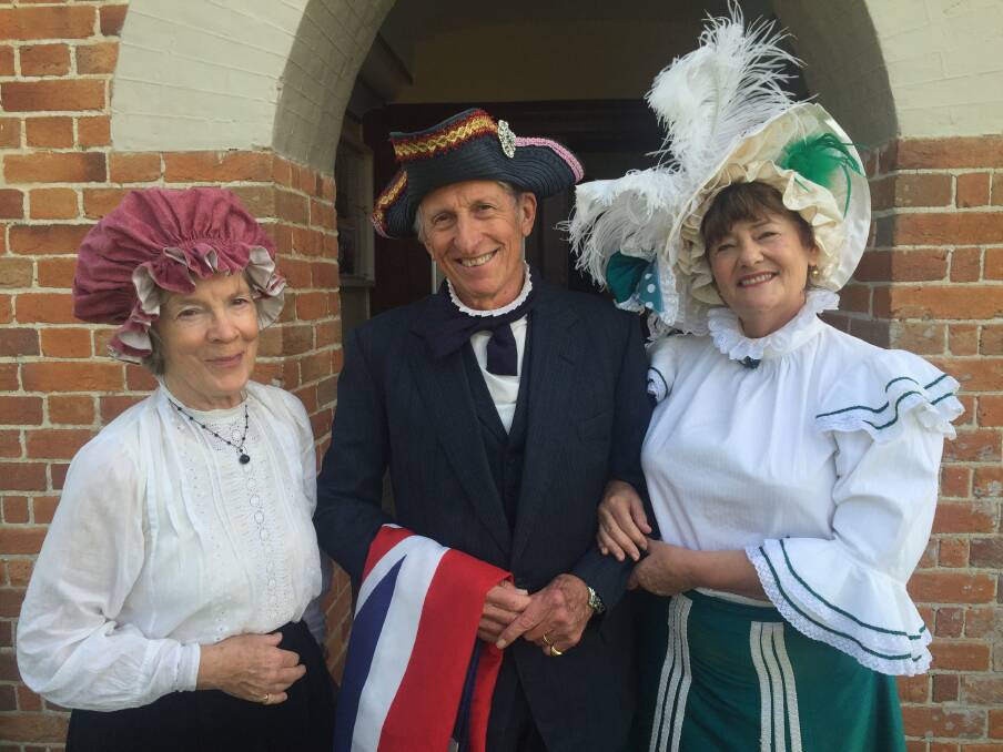 COMMEMORATING: Jane King, Jonathan King, and Anne Frost get into the spirit - and the costumes - of colonial times in Stroud.