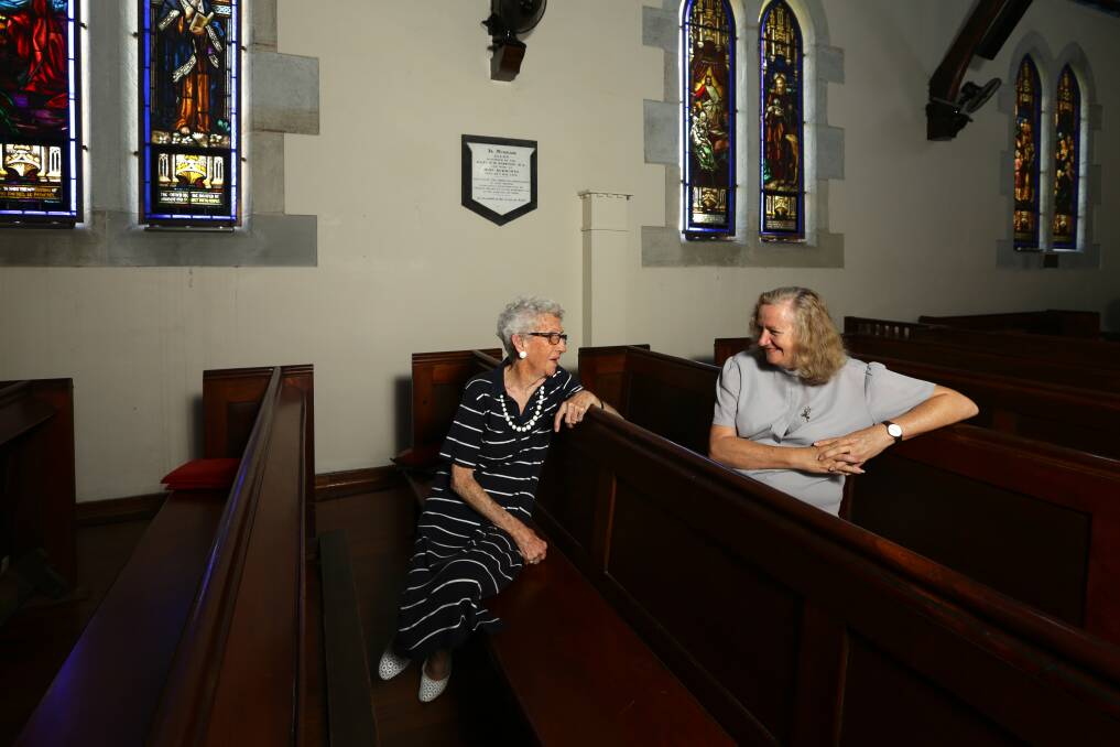 Parishioner June Wooden with the Reverend Kimberly Sawyer. Picture: Jonathan Carroll