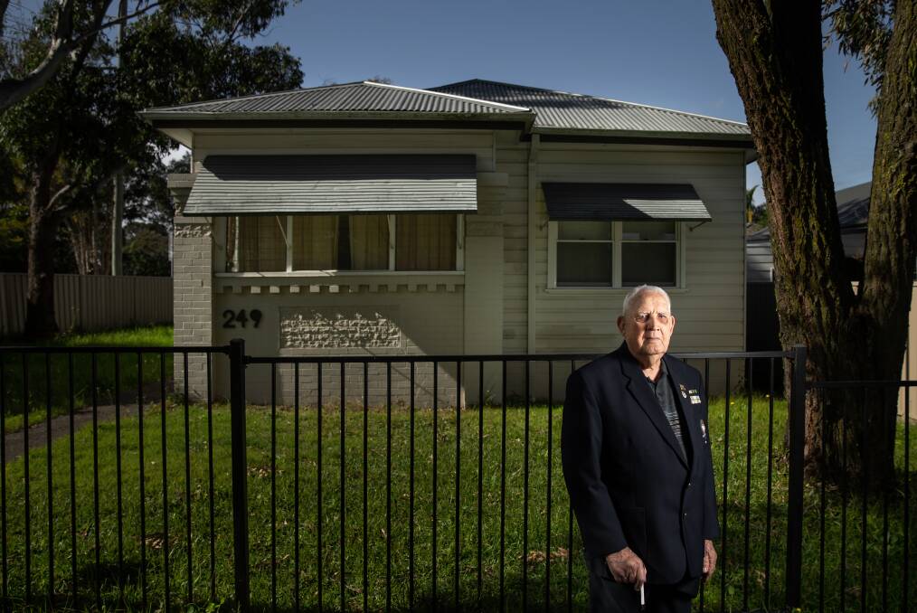 Alan Hunter outside the Birmingham Gardens home, which was built with the help of RSL members after his soldier father, Horace Hunter, died during World War II. Picture: Marina Neil 