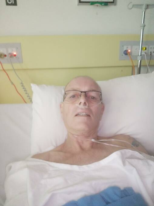 Cancer patient Dave Sorensen in hospital. Picture: Supplied 