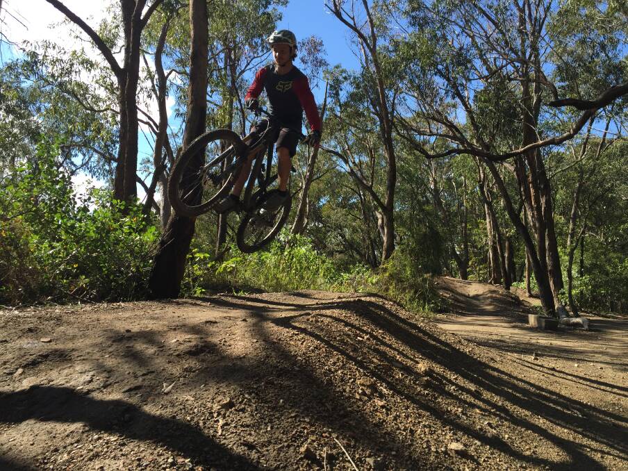  Rider Dylan Mancinelli tests out a trail known as Six Shooter at Glenrock. Picture: Scott Bevan