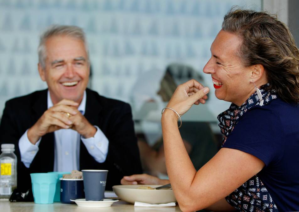 HAPPY SNAP: Brydie Piaf at lunch with Scott Bevan at Merewether Surfhouse
