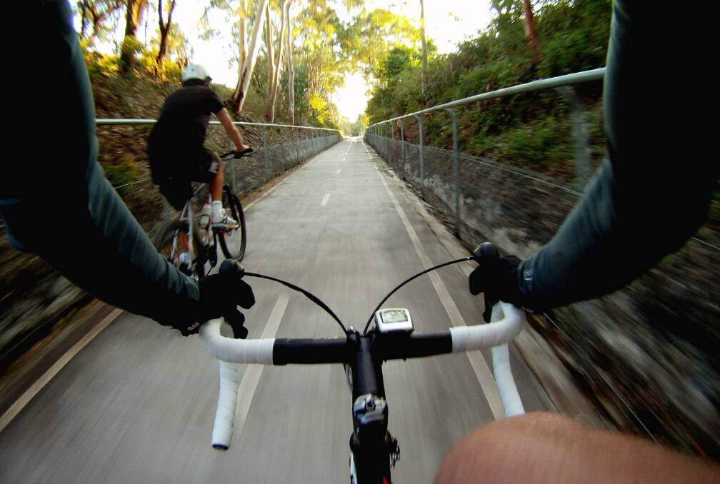 Cyclists on the Fernleigh Track. Picture: Darren Pateman 