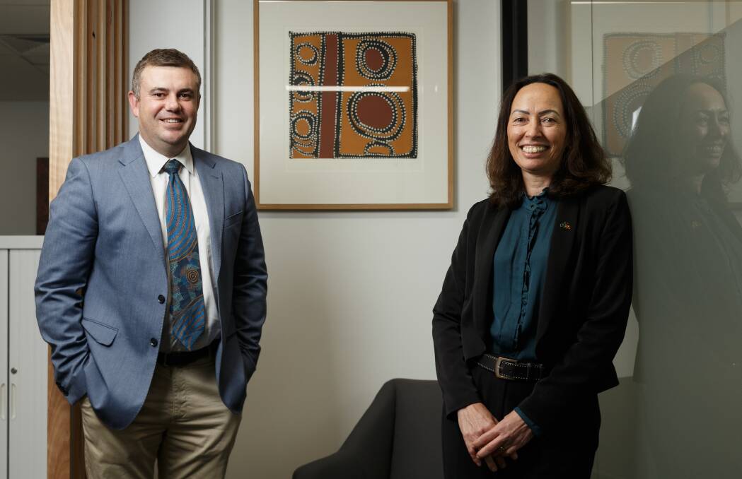SHARED VISION: Nathan Towney and Leah Armstrong at the University of Newcastle. Picture: Max Mason-Hubers