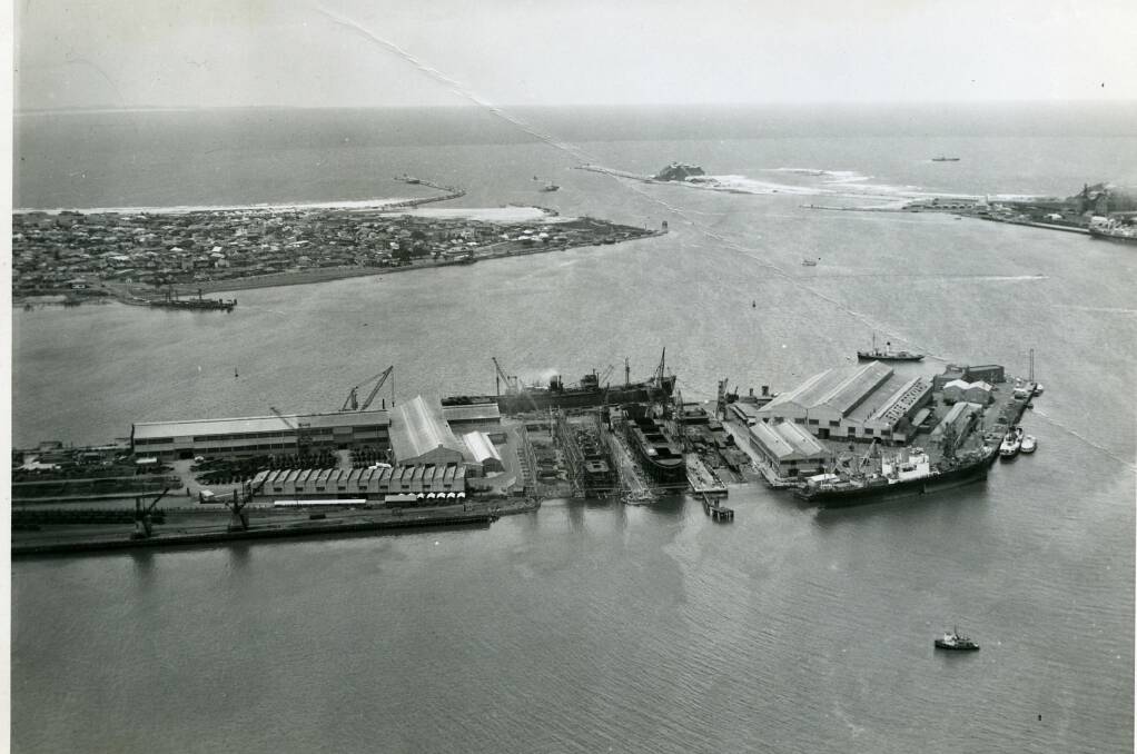 An aerial view of Newcastle's State Dockyard. Picture: Courtesy, Special Collections, University of Newcastle.