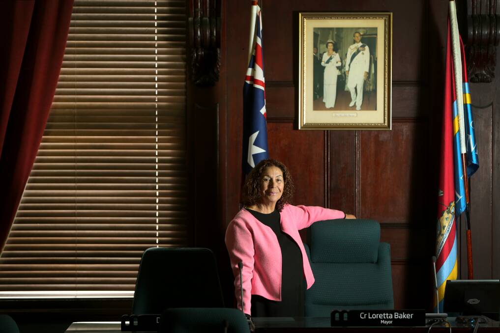 MAYORAL SEAT: Loretta Baker in Maitland's council chambers. Picture: Marina Neil