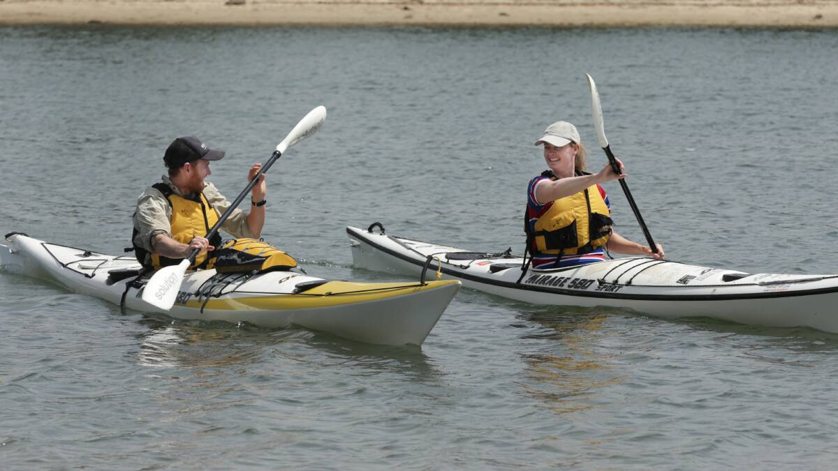 Ben Taylor and sister Lauren Taylor prepare for their fund-raising kayak journey along the Hunter River. Picture: Simone De Peak 