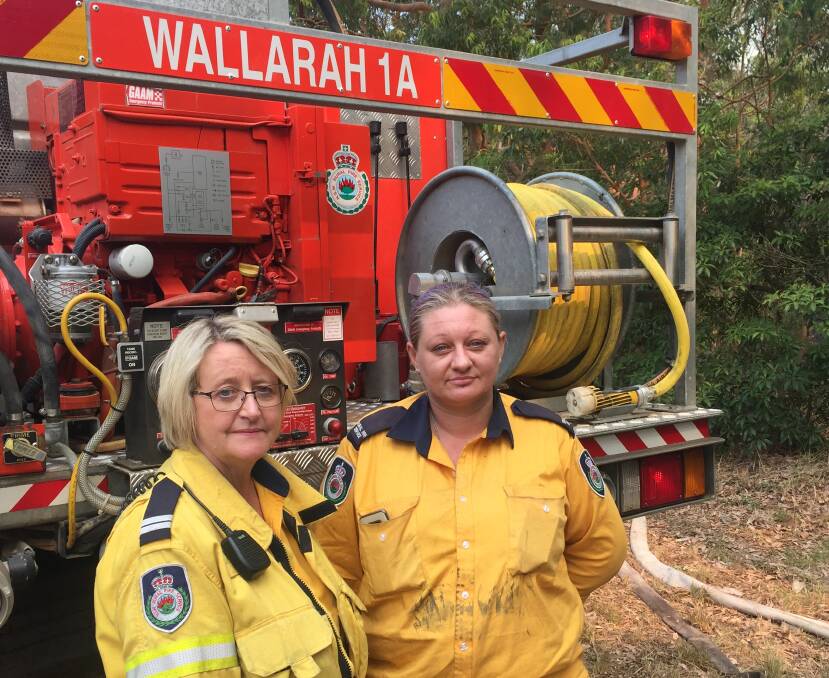 TEAM: Heather Jones and Britt Saxby, volunteer members of Wallarah Rural Fire Brigade. Picture: Scott Bevan