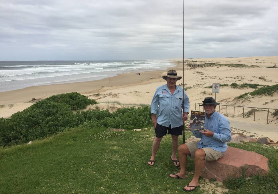 FISHING FRIENDS: David "Schoie" Schofield and John "Stinker" Clarke near Birubi Point. 