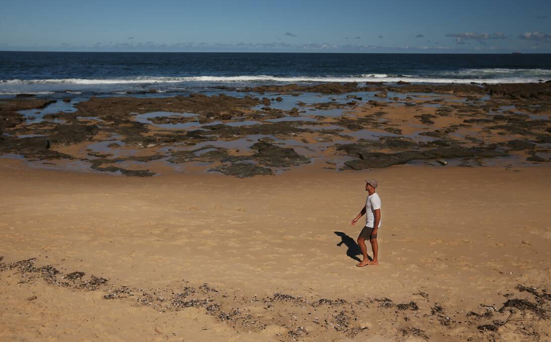 MEANINGFUL: Author Evan Sutter walks along the beach, as part of his daily routine, at the Cowrie Hole. 