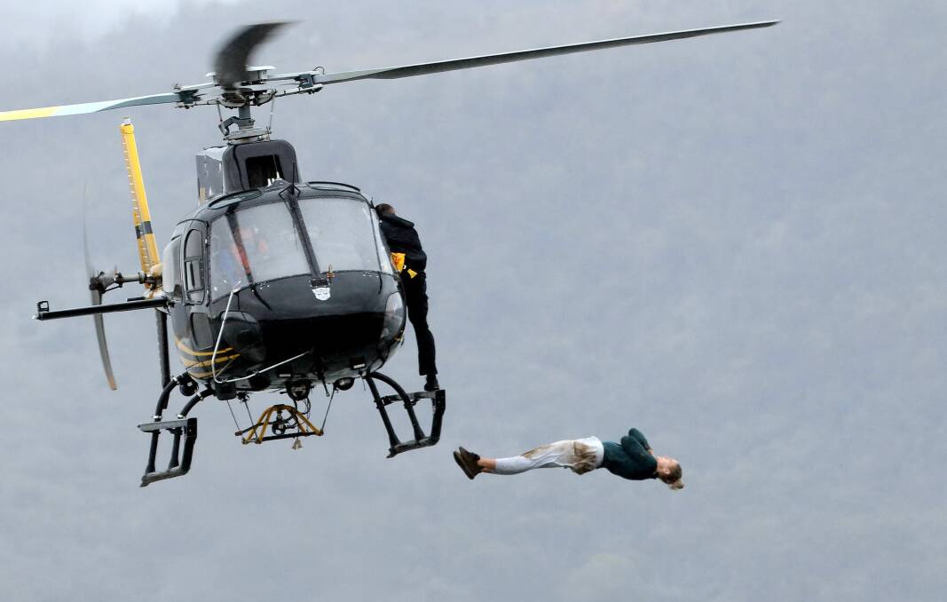 ACTION: A contestant does a backward dive out of a helicopter on "SAS Australia". Picture: Supplied