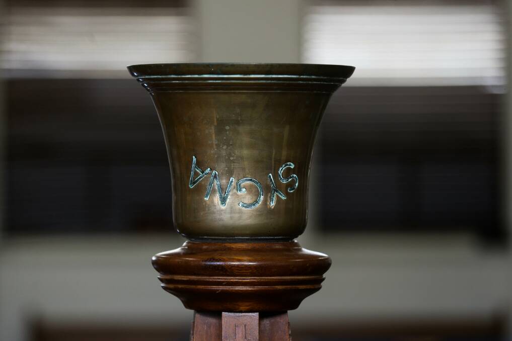 The bell of the shipwreck "Sygna", now used at the Mission to Seafarers. Picture: Jonathan Carroll 