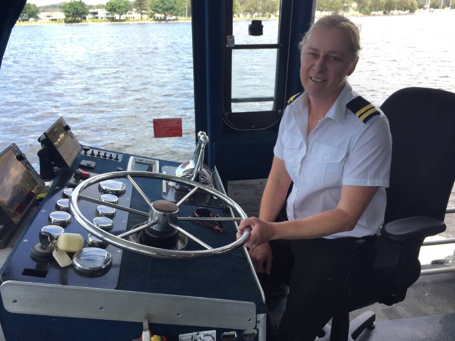 Jane Oakey, aboard the Lake Mac Ferry. Picture: Scott Bevan