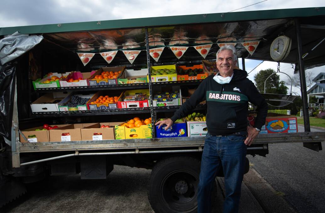 Fruito Tom Pandevski, with his "shop on wheels". Picture: Marina Neil