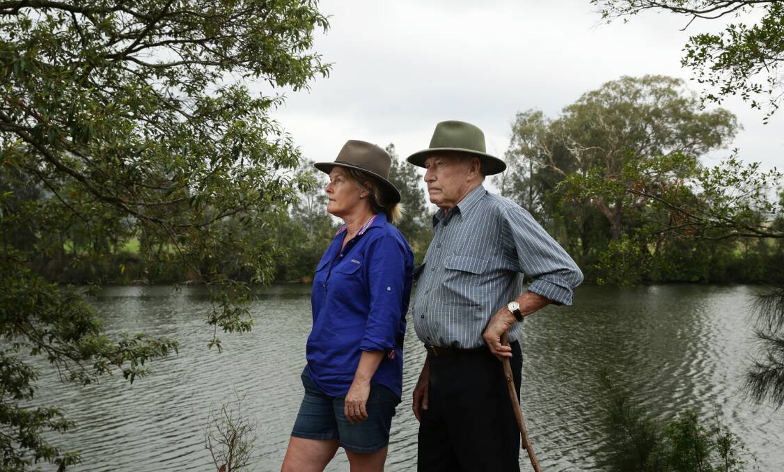 CONCERNED: Farmers Janelle Spearpoint and her father John O'Keefe on their property by the Williams River. Pictures: Simone De Peak