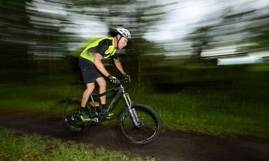 Mountain bike rider Mick Plummer tests out the trails of Glenrock. Picture: Jonathan Carroll