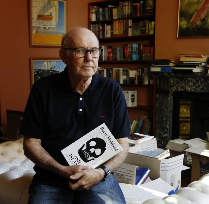 CLOSE TO HOME: Maitland with a copy of his novel, Ash Island, in 2015.  