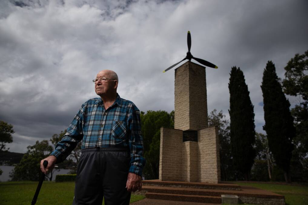 REMEMBERING: Jack Carter visits the memorial at the former RAAF base at Rathmines. Picture: Marina Neil 