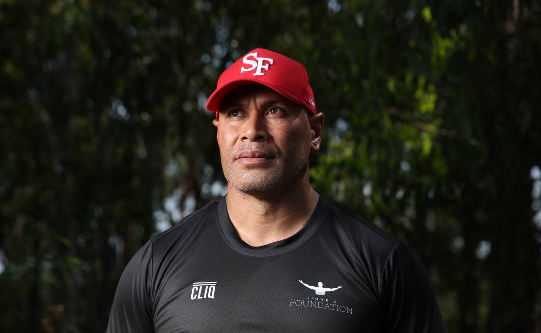 Former rugby league player and head of charity, Sione's Foundation, Sione Finefeuiaki. Picture: Marina Neil