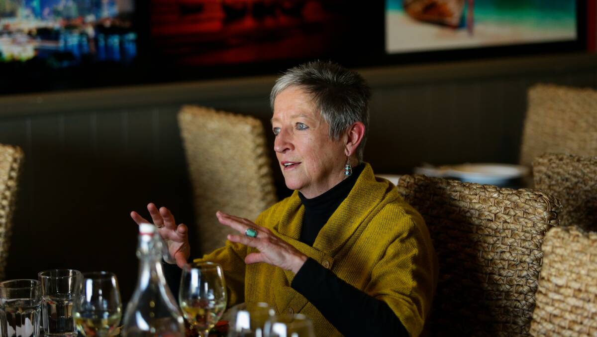 Textile artist Judy Hooworth at lunch. Picture: Jonathan Carroll